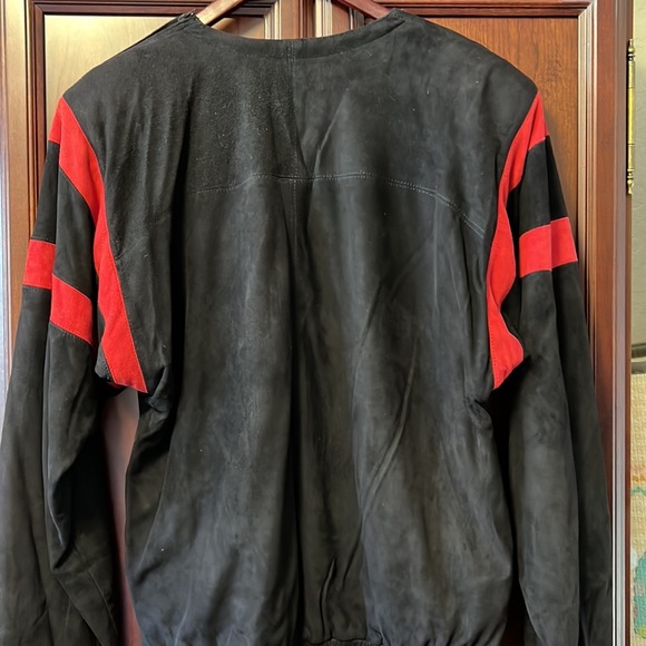 ROGER EDWARDS Vintage Custom Black Suede Leather & Red #7 Sports Pullover Jersey - Picture 6 of 8